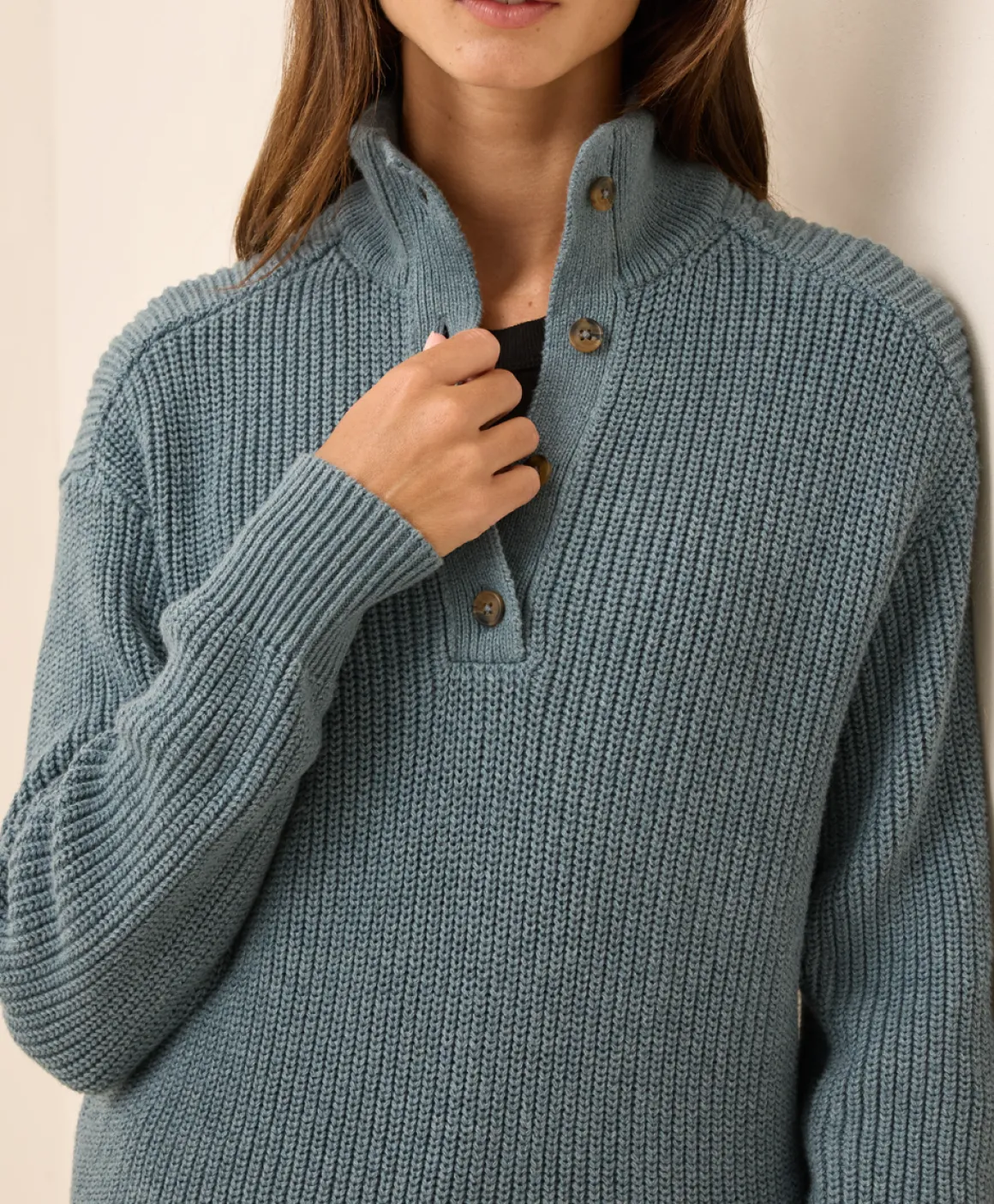 Organic Luxe Knit Henley Sweater