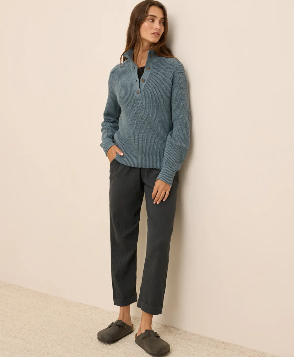 Organic Luxe Knit Henley Sweater