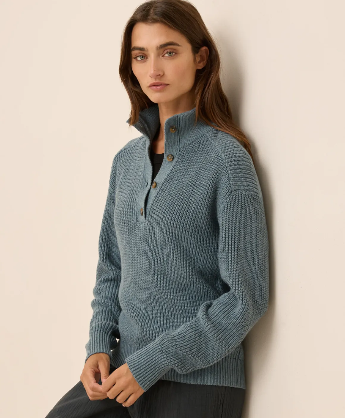 Organic Luxe Knit Henley Sweater