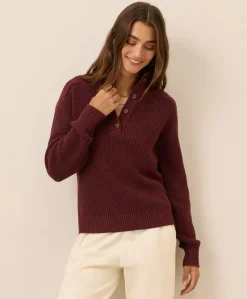 Organic Luxe Knit Henley Sweater