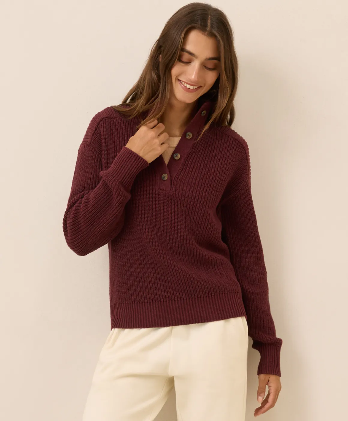 Organic Luxe Knit Henley Sweater