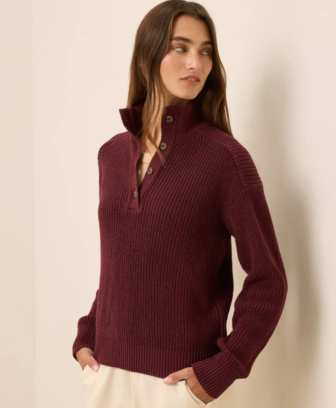 Organic Luxe Knit Henley Sweater