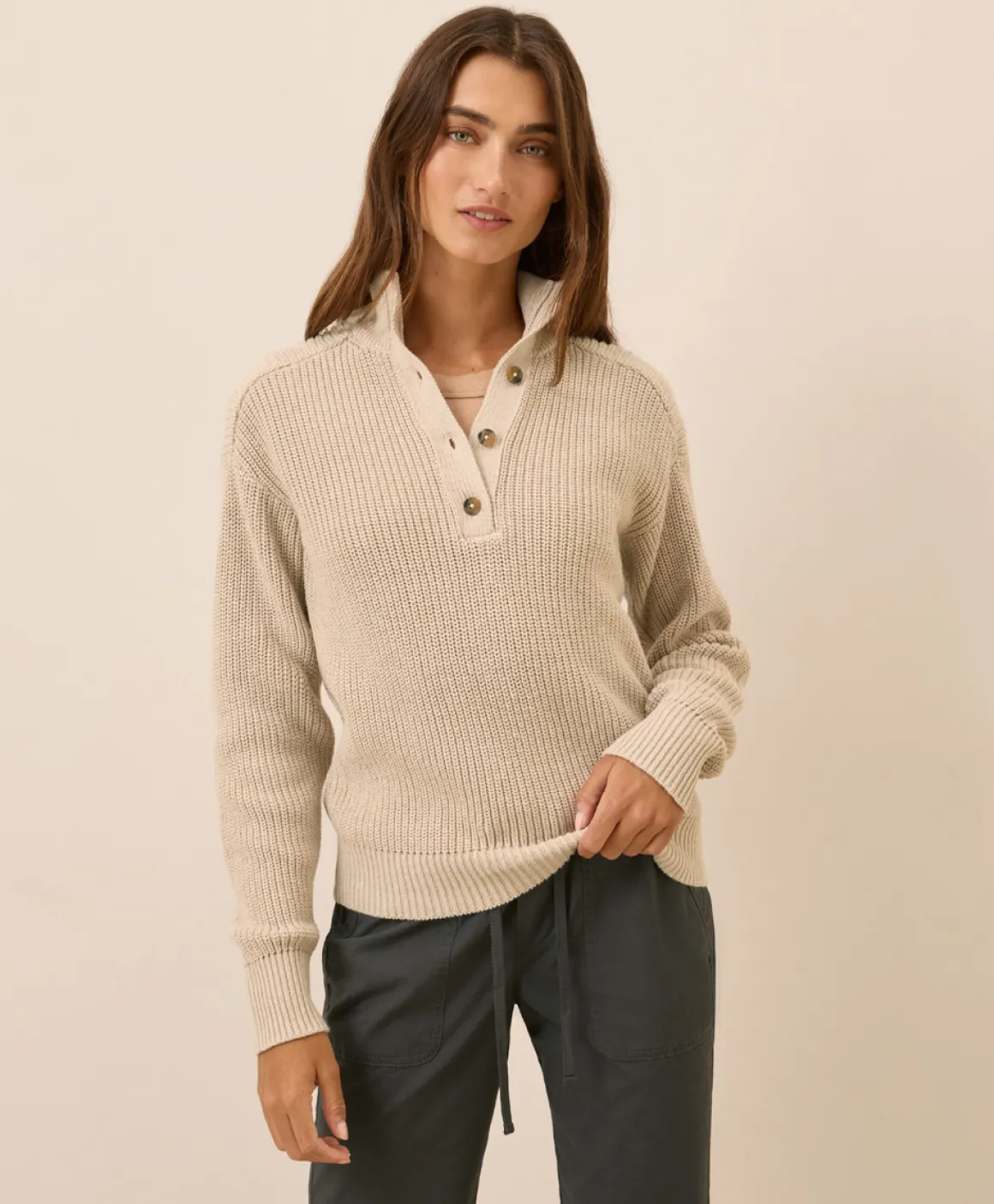 Organic Luxe Knit Henley Sweater