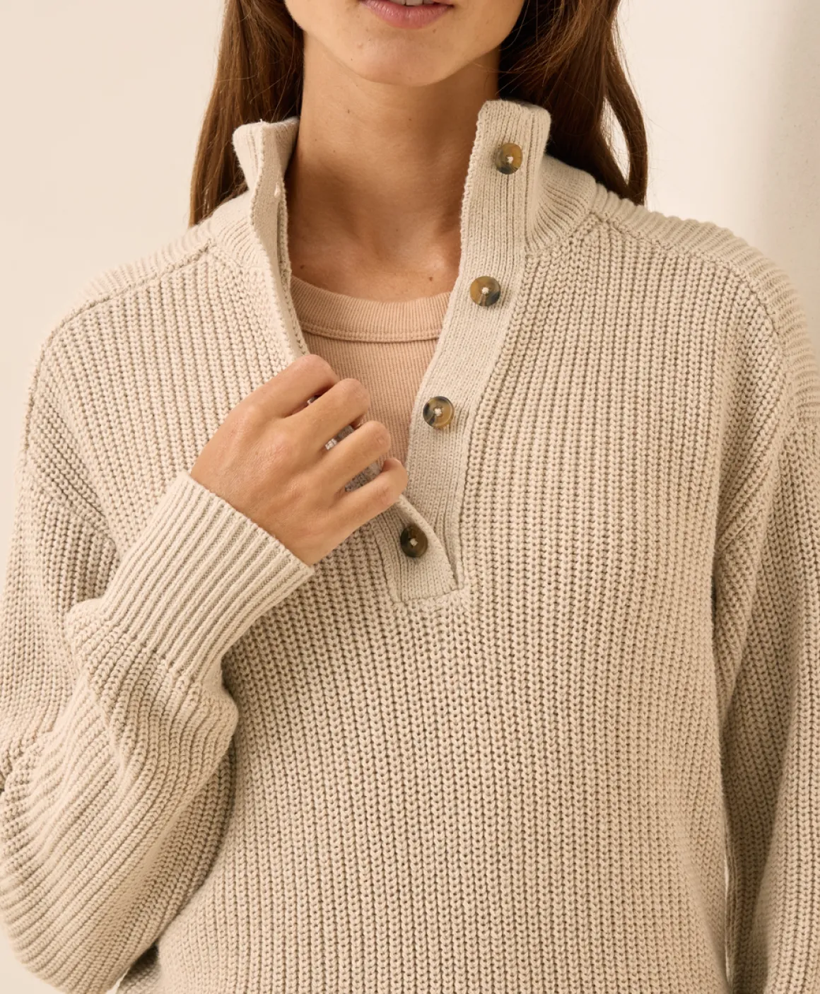 Organic Luxe Knit Henley Sweater