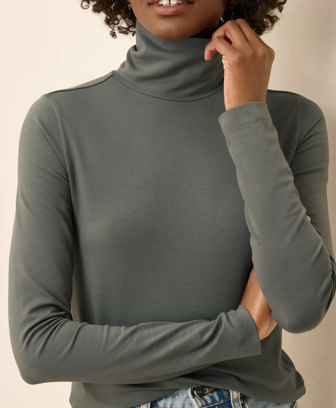 Organic Luxe Stretch Jersey Slim Turtleneck