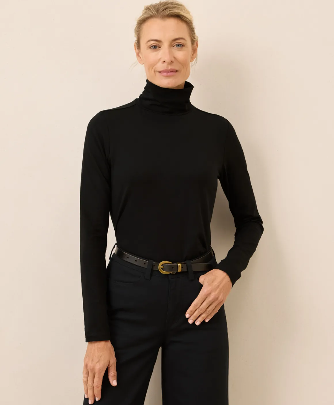 Organic Luxe Stretch Jersey Slim Turtleneck