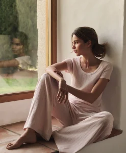 Organic Pointelle Wide Leg Pant