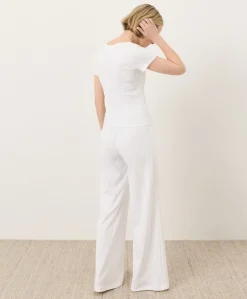 Organic Pointelle Wide Leg Pant