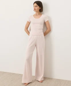 Organic Pointelle Wide Leg Pant
