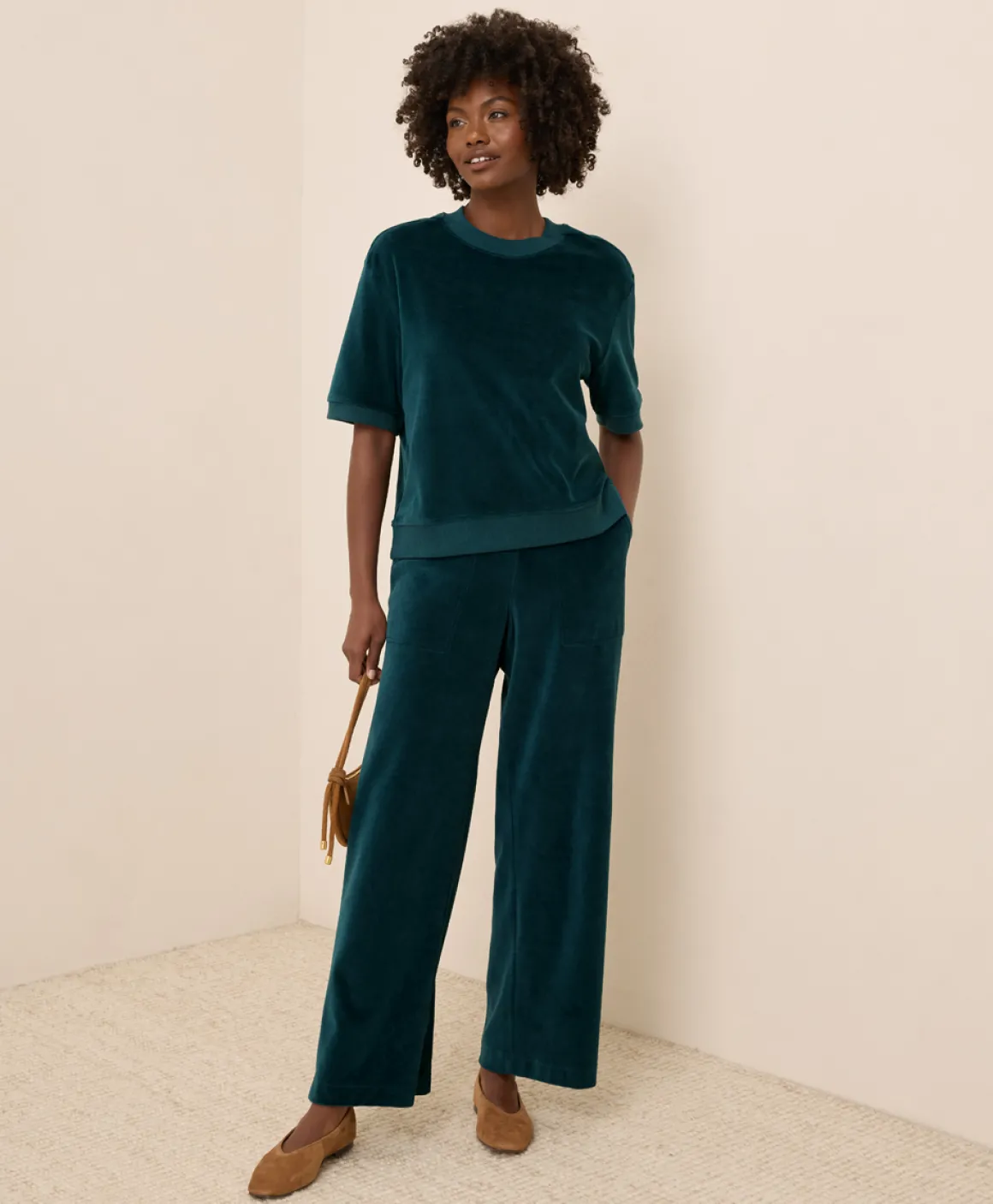 Organic Pure Velour Wide Leg Pant