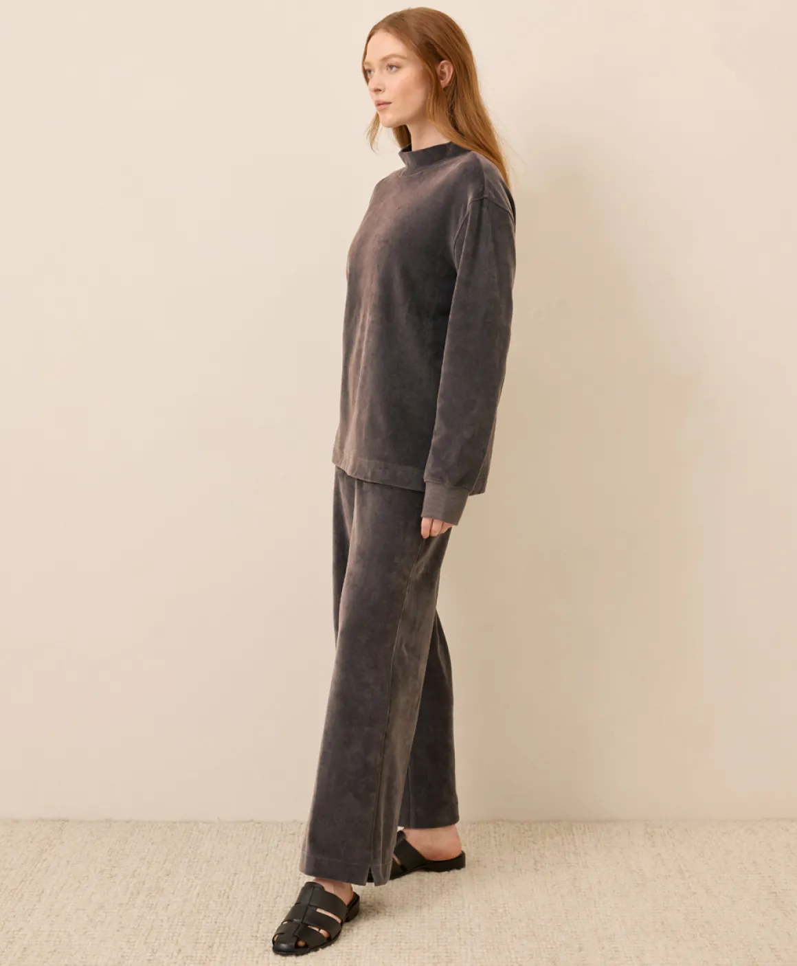 Organic Pure Velour Wide Leg Pant