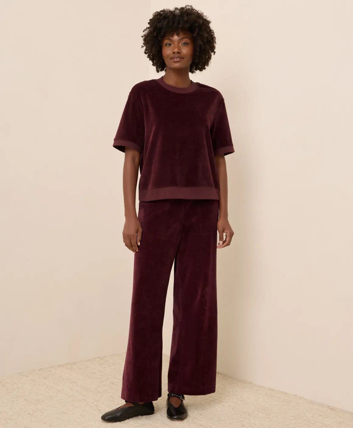 Organic Pure Velour Wide Leg Pant