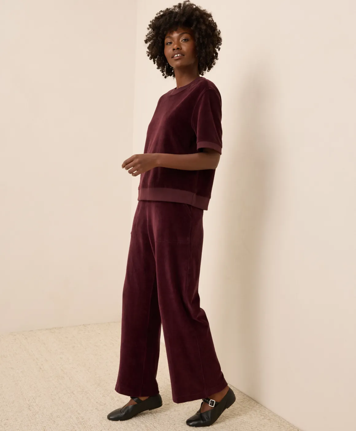 Organic Pure Velour Wide Leg Pant