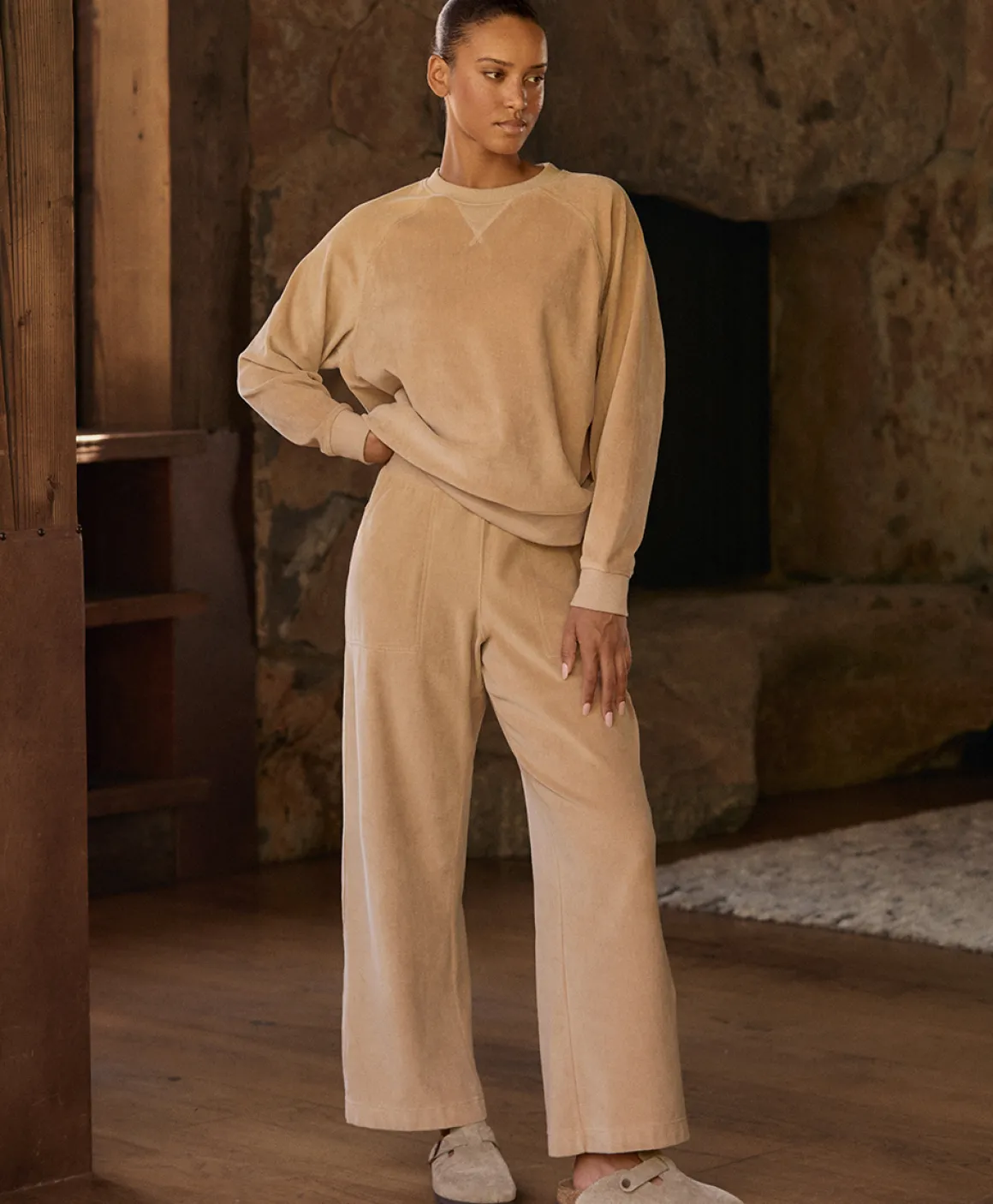 Organic Pure Velour Wide Leg Pant
