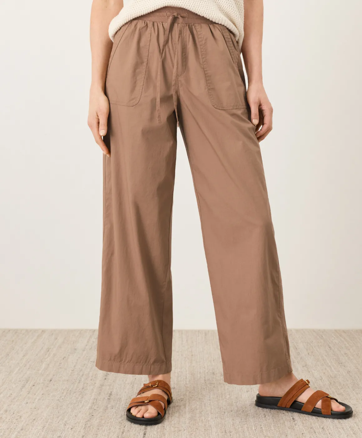 Organic Stretch Poplin Wide Leg Pant