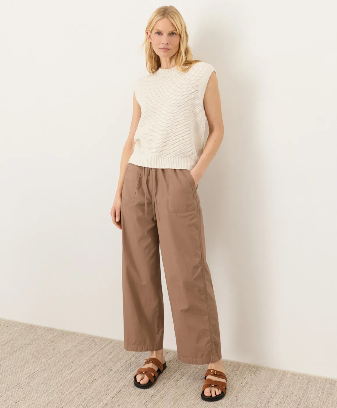 Organic Stretch Poplin Wide Leg Pant