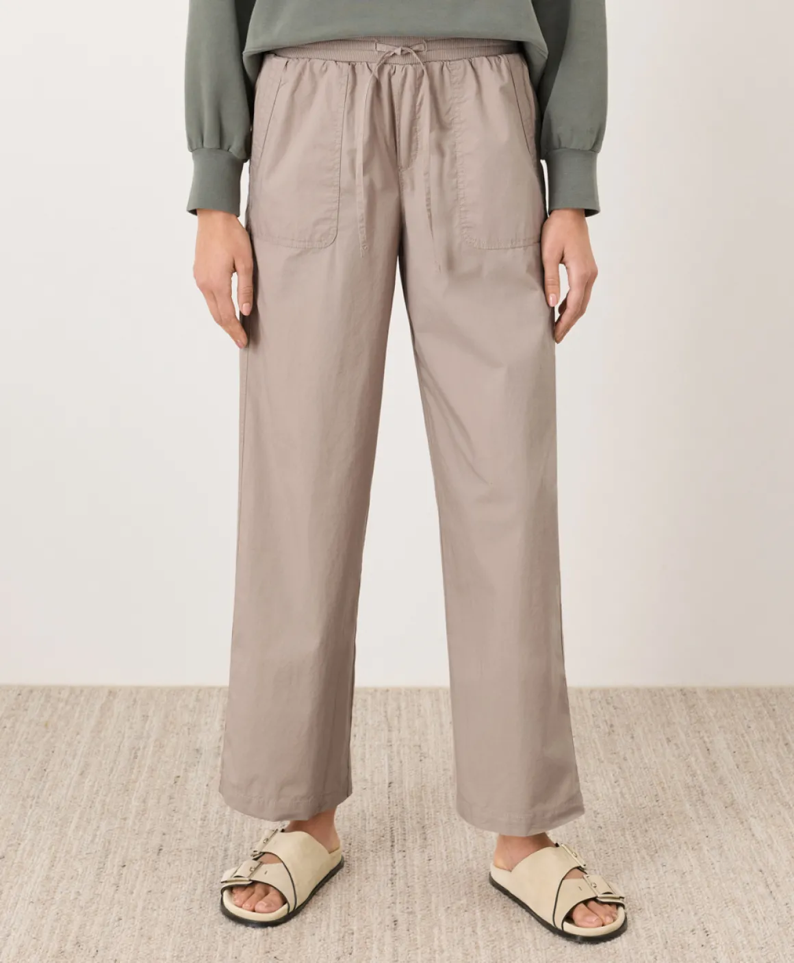 Organic Stretch Poplin Wide Leg Pant