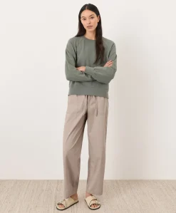 Organic Stretch Poplin Wide Leg Pant