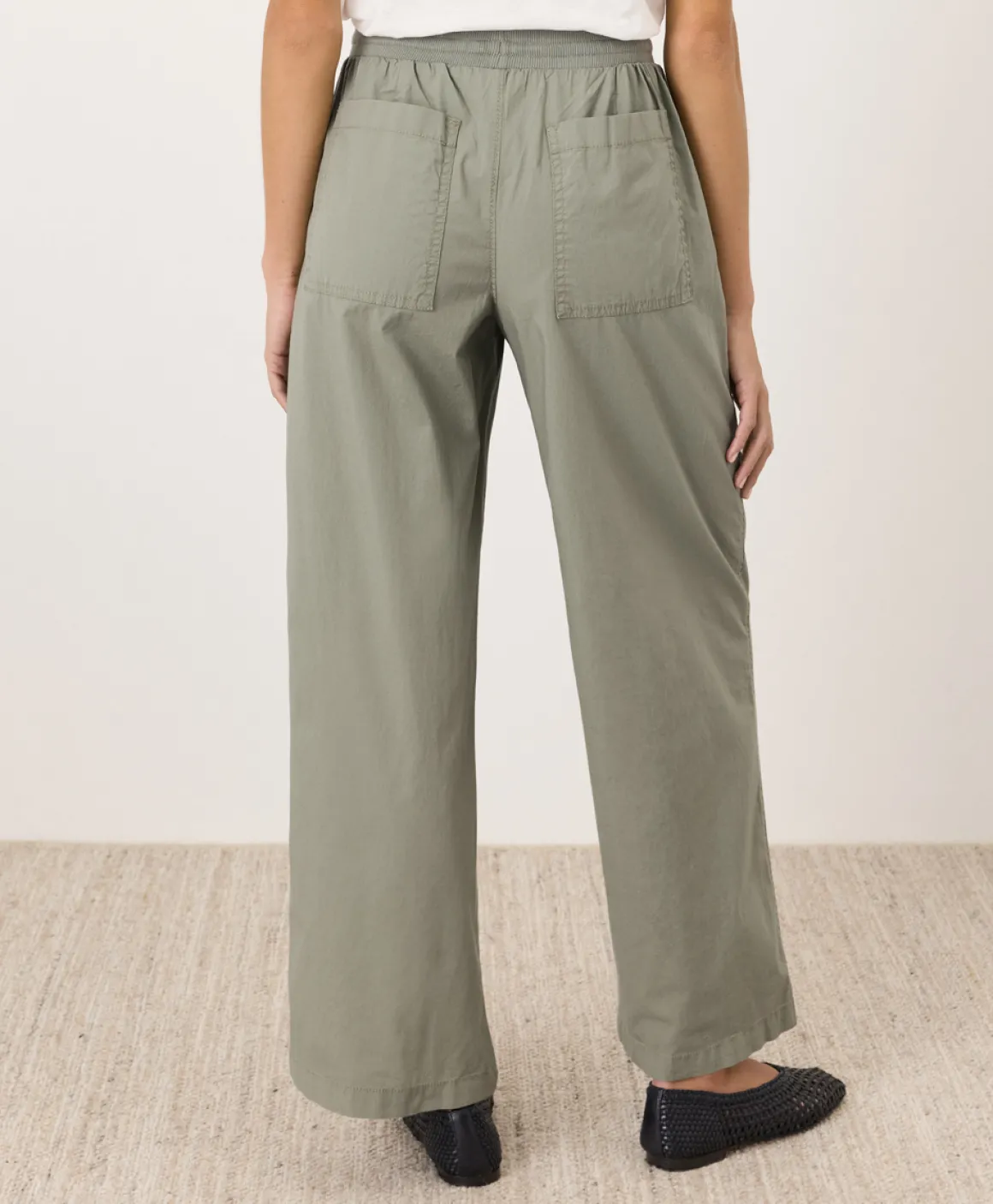 Organic Stretch Poplin Wide Leg Pant