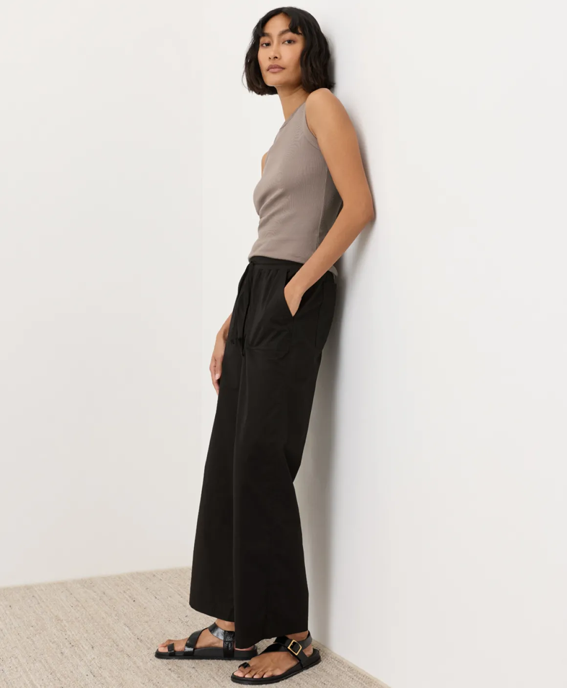 Organic Stretch Poplin Wide Leg Pant