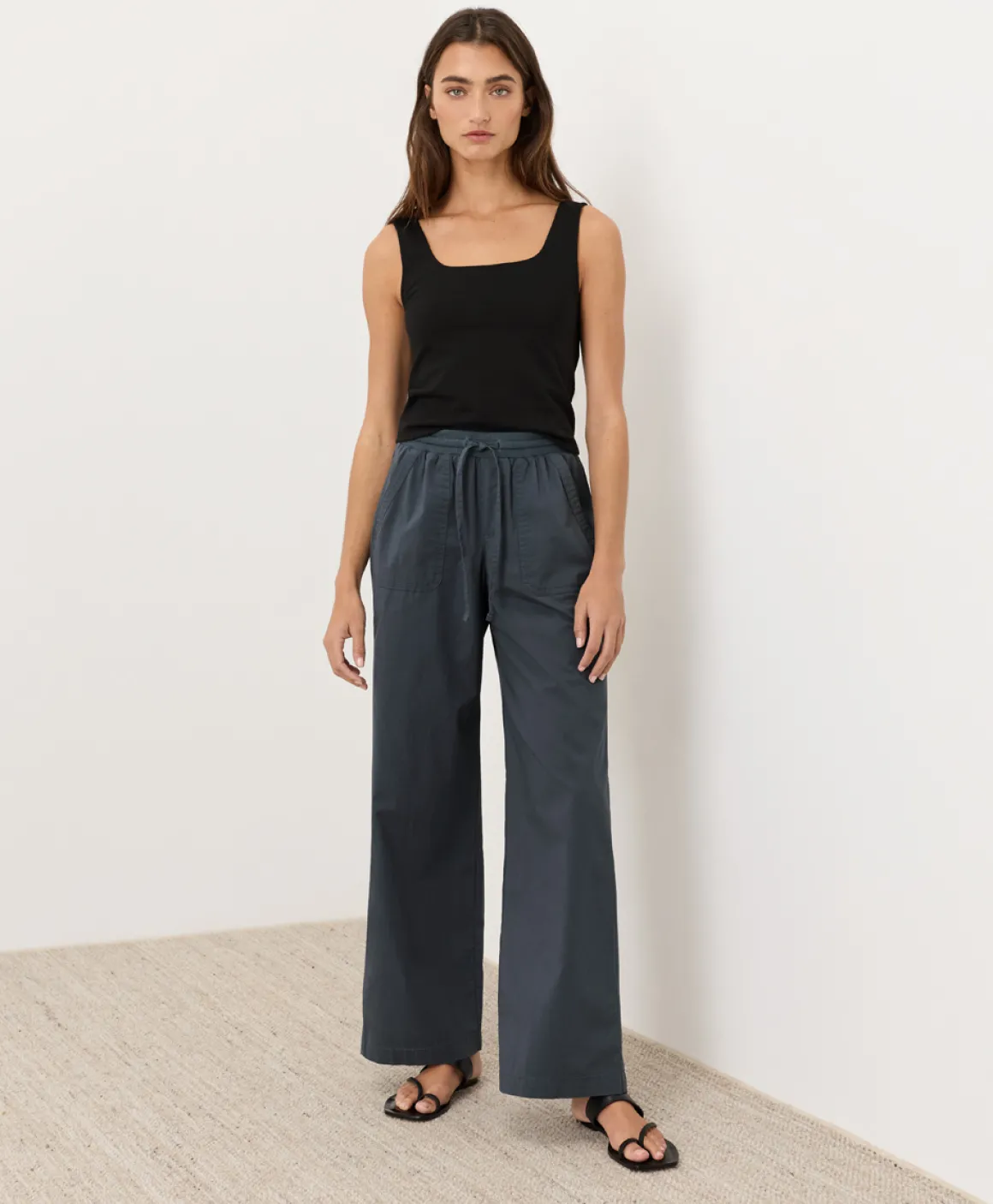 Organic Stretch Poplin Wide Leg Pant