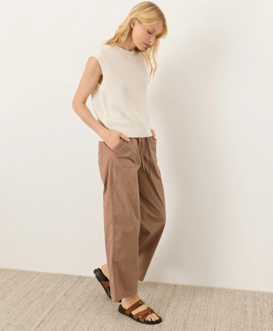 Organic Stretch Poplin Wide Leg Pant