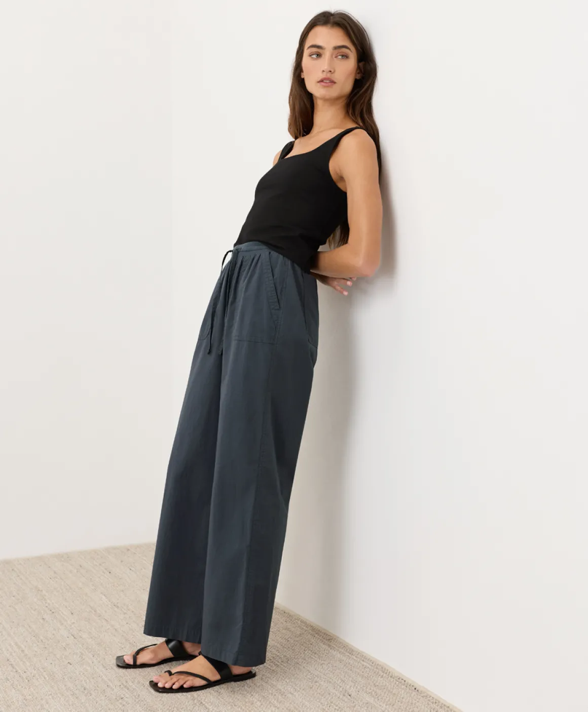 Organic Stretch Poplin Wide Leg Pant