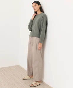 Organic Stretch Poplin Wide Leg Pant