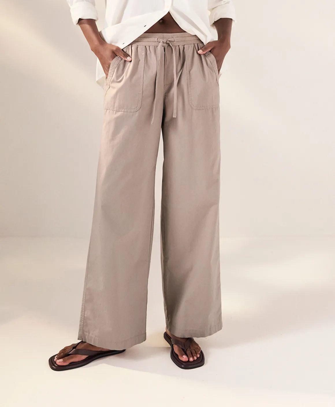 Organic Stretch Poplin Wide Leg Pant