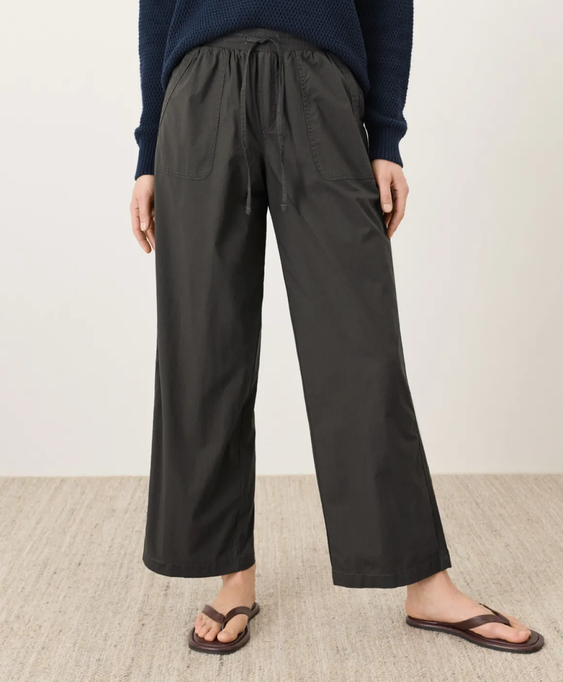 Organic Stretch Poplin Wide Leg Pant