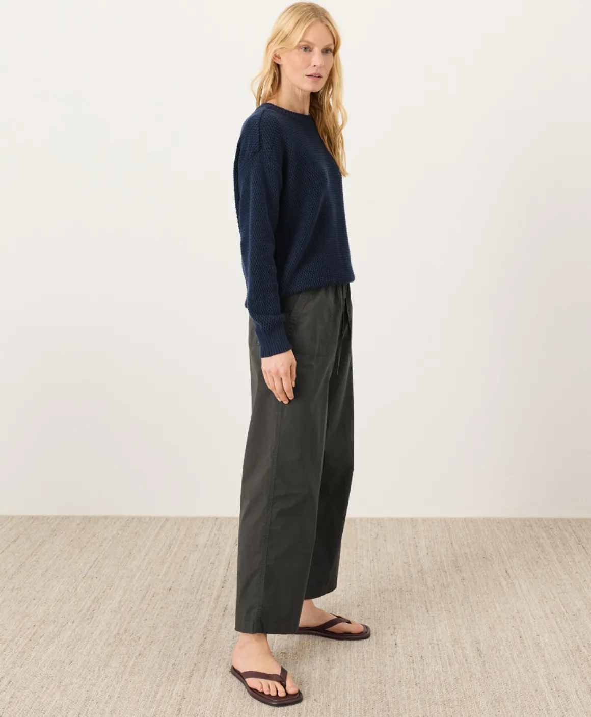 Organic Stretch Poplin Wide Leg Pant