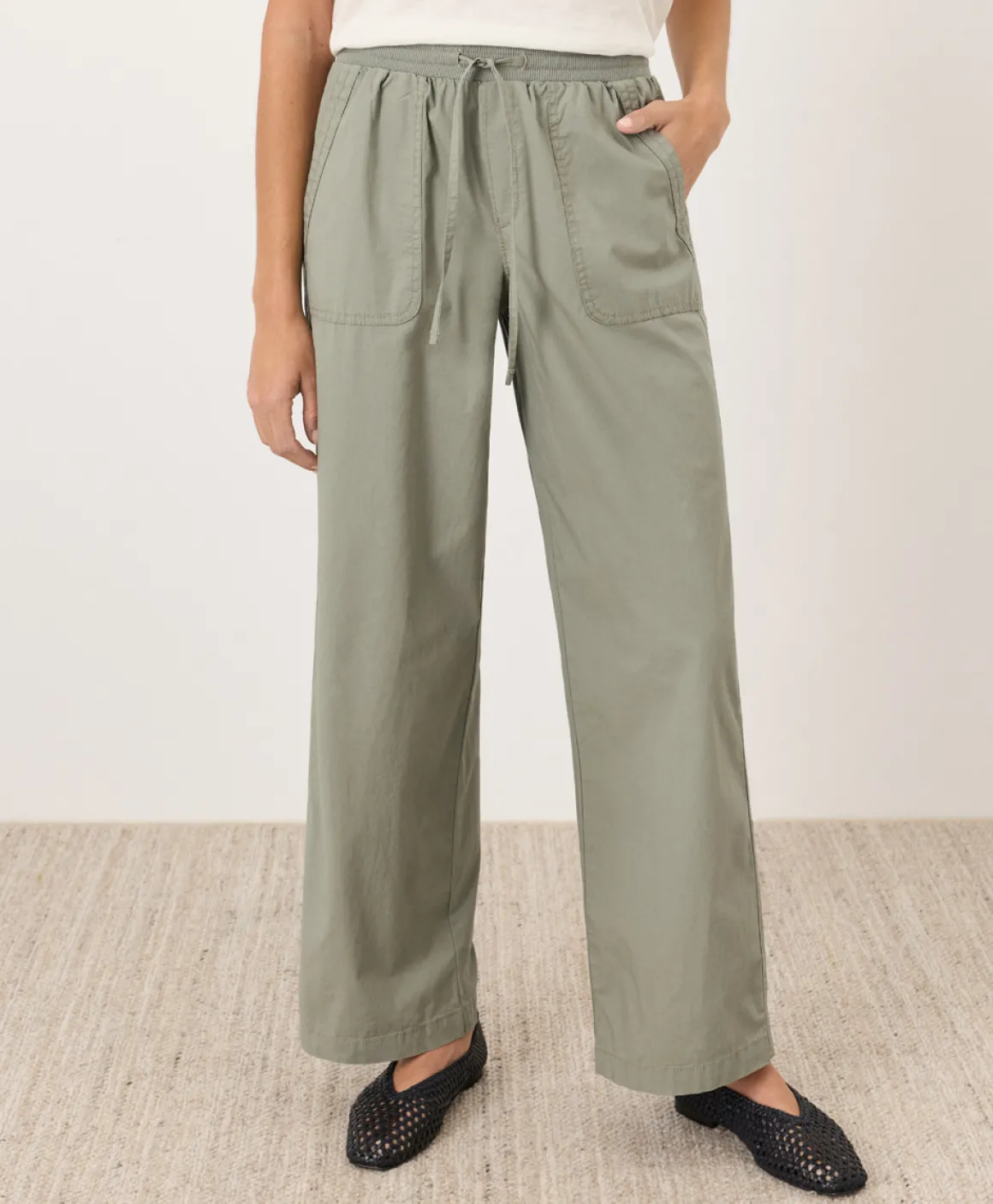 Organic Stretch Poplin Wide Leg Pant