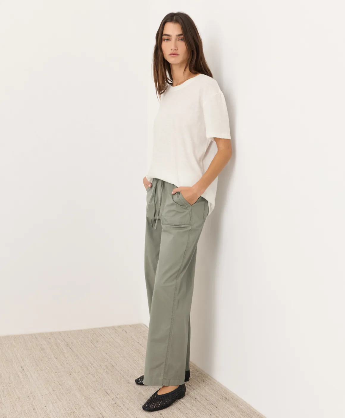Organic Stretch Poplin Wide Leg Pant