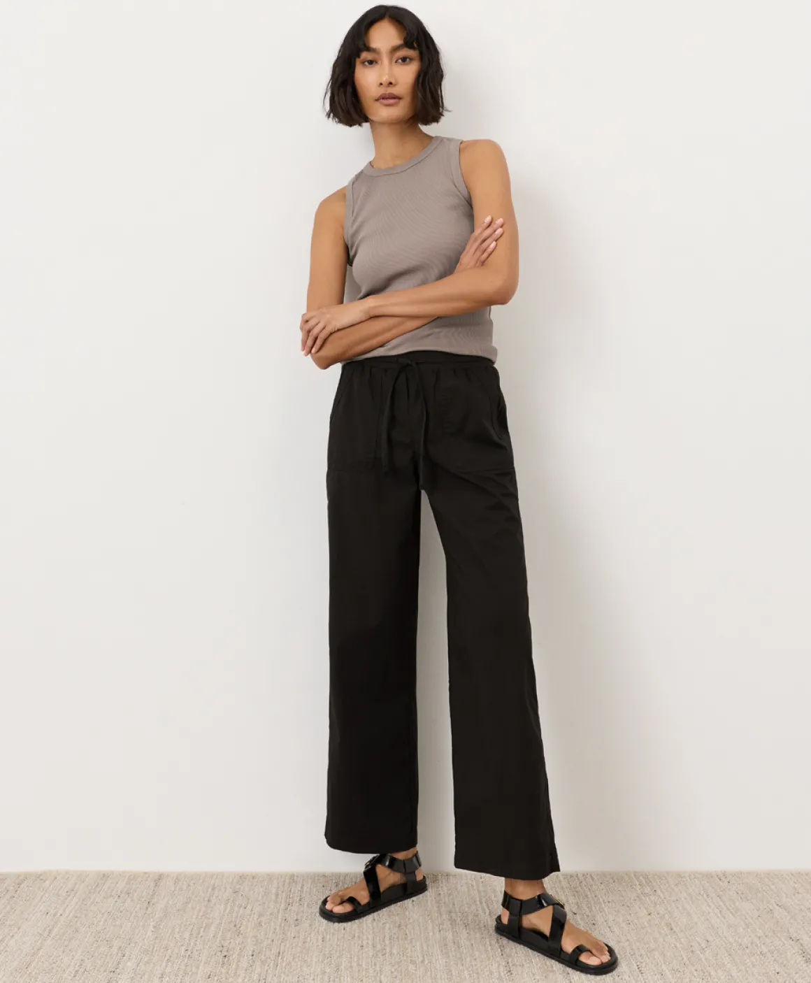 Organic Stretch Poplin Wide Leg Pant