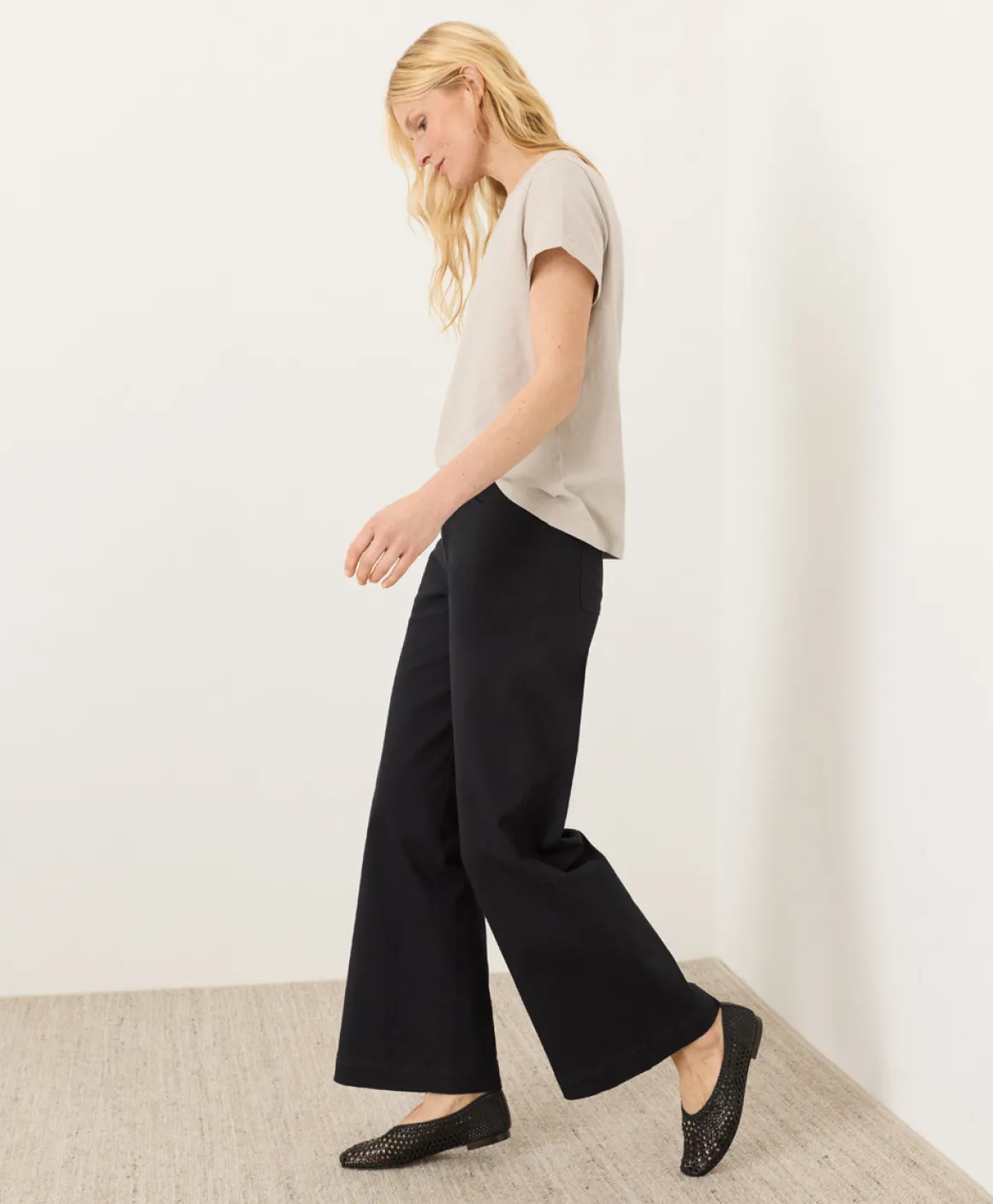 Organic Stretch Twill Wide Leg Pant