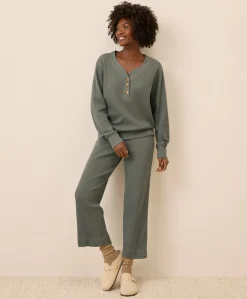 Organic Thermal Waffle Henley Pullover