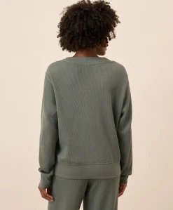 Organic Thermal Waffle Henley Pullover