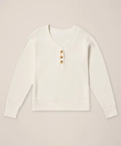Organic Thermal Waffle Henley Pullover