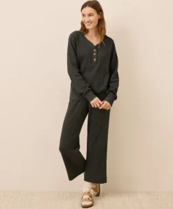 Organic Thermal Waffle Henley Pullover