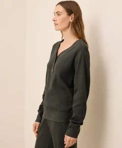 Organic Thermal Waffle Henley Pullover