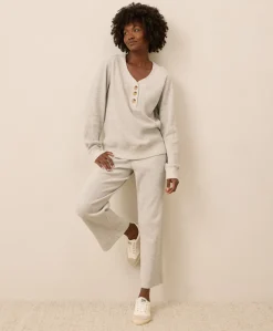 Organic Thermal Waffle Henley Pullover