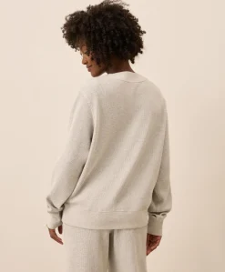 Organic Thermal Waffle Henley Pullover