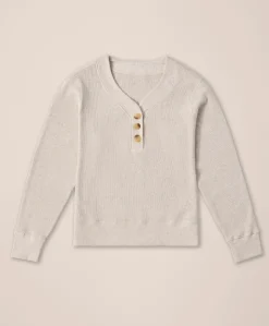 Organic Thermal Waffle Henley Pullover