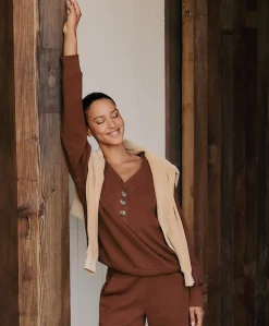 Organic Thermal Waffle Henley Pullover