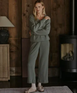 Organic Thermal Waffle Wide Leg Pant