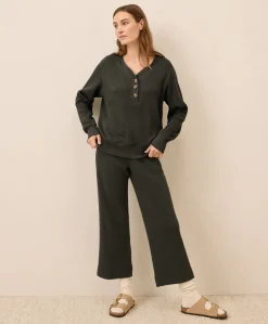 Organic Thermal Waffle Wide Leg Pant