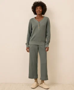 Organic Thermal Waffle Wide Leg Pant